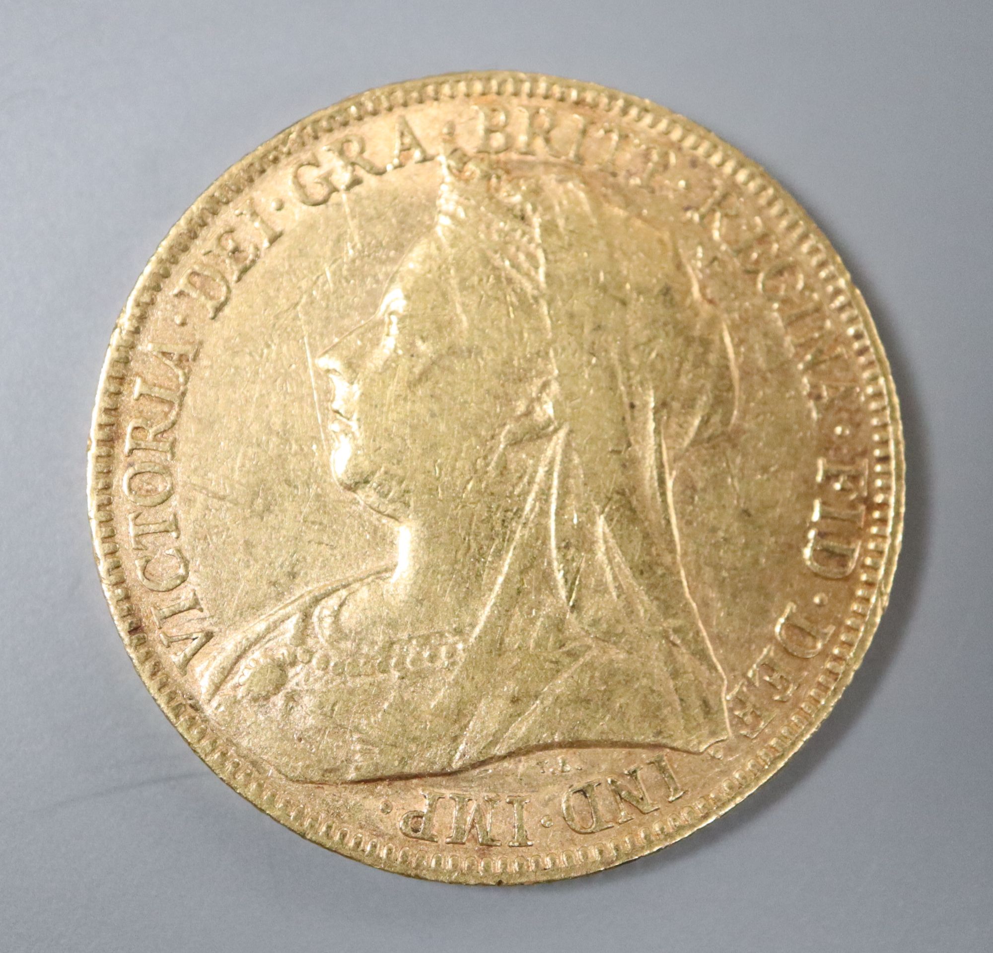 A Victorian 1898 gold sovereign, F/VF